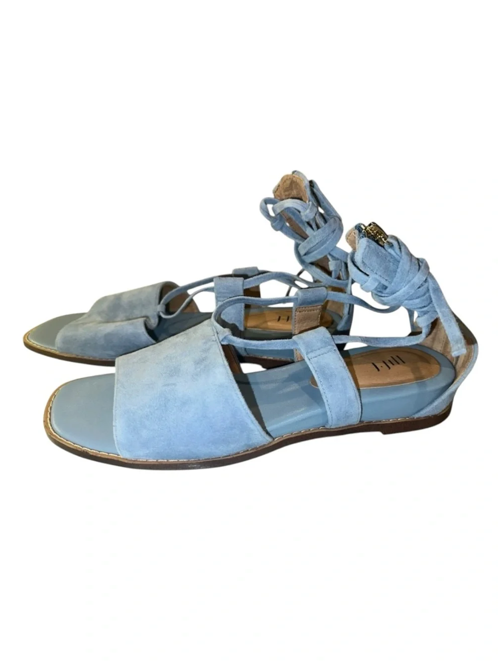 J. Jill Blue Suede Lace-Up Women’s Size 8 Ankle Wrap Gladiator Flat Sandals